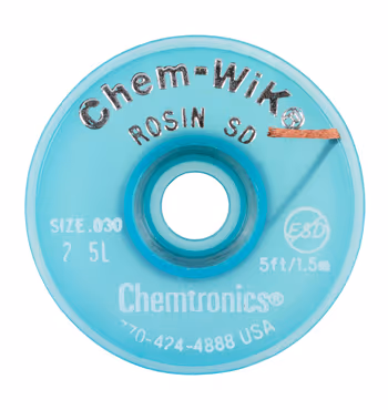 Chem-Wik® Rosin SD Desoldering Wick | 0.030, 5ft Bobbin, #1 Gray