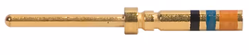 CONTACT PIN/Male, copper alloy material, gold plating, size 22. For use with 28-22 gauge wire.