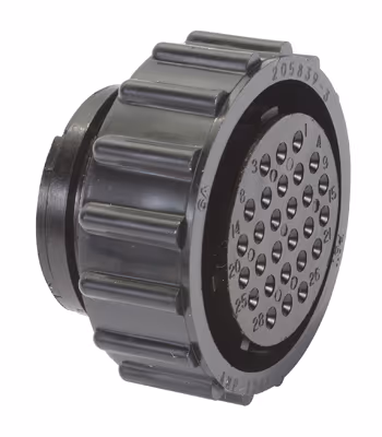 CIRCULAR CONNECTOR/Standard, female, 28 position, free hanging mount, threaded, straight angle