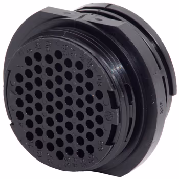 CIRCULAR CONNECTOR/Male, 63 position, free hanging, straight angle, threaded.