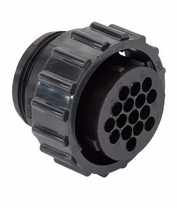 CIRCULAR CONNECTOR/Female, 16 position, free hanging mount, straight angle, threaded