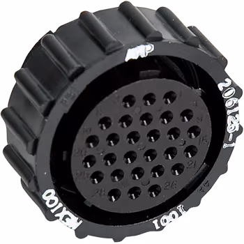 CIRCULAR CONNECTOR/Female, 28 position, free hanging mount, straight angle, threaded