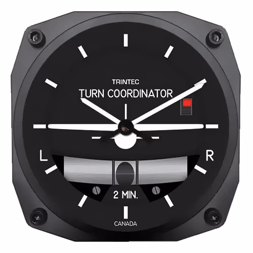WALL CLOCK/6 inch instrument style, modern turn and bank