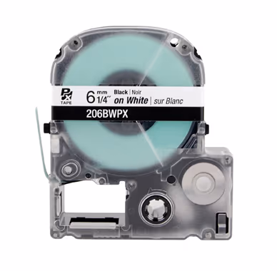 LABELWORKS PX Labeling Tape Cartridge | Black on White, 1/4in x 30ft