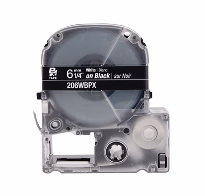 LABELWORKS PX Labeling Tape Cartridge | White on Black, 1/4in x 30ft