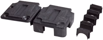 CABLE CLAMP/25 position, clam shell size 3 (B), 2 entry, thermoplastic material, 9.91mm cable diameter, D connector.