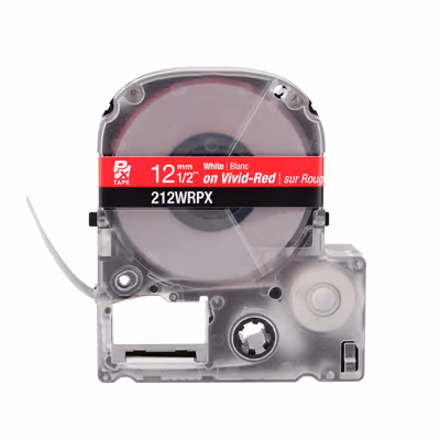 LABELWORKS PX Labeling Tape Cartridge | White on Red, 1/2in x 30ft