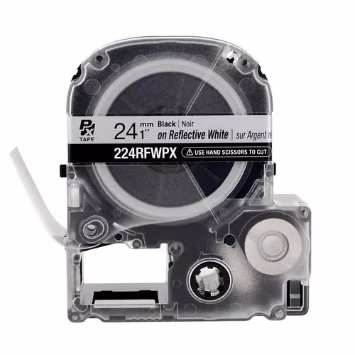 LABELWORKS PX Labeling Tape Cartridge | Black on Reflective White, 1in x 57in