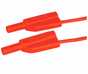 TEST LEAD/Red, 200 cm. Banana plugs, stacking and shrouded, straight to straight, silicon, 20 Amp.
