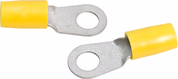 RING TERMINAL/9.53 stud/tab size, female, insulated, yellow, tin plating, copper material, nylon insulation. 324 series. For use with 4 gauge wire.