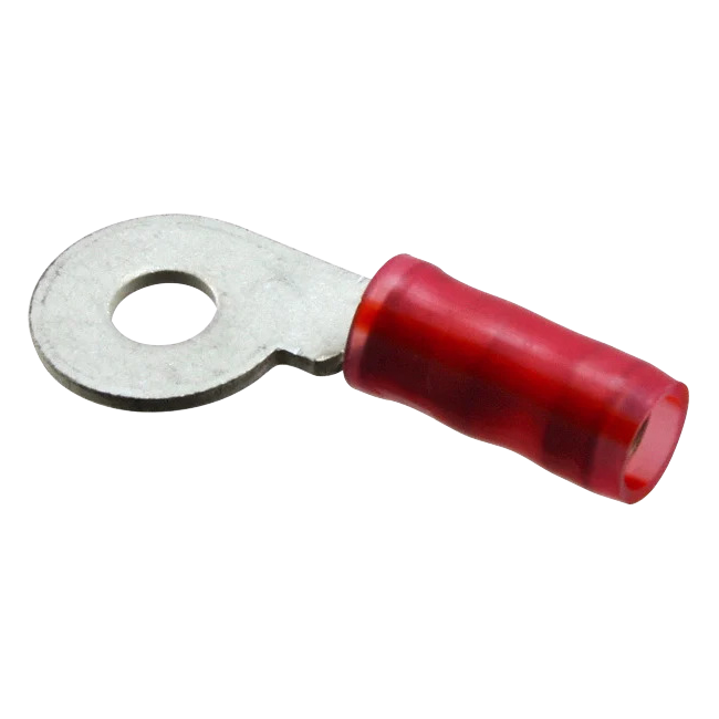 PIDG #6 Nylon Ring Terminal | 20 AWG, Red w/ Red Stripe