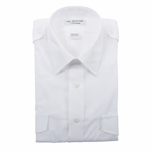 Aviator Dress Shirt | Men's, Size 14.5, White, Short Sleeve
