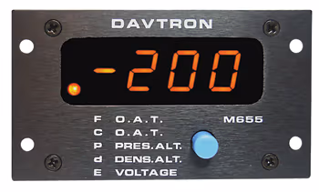 M655 5 Function Indicator Gauge | Rectangle, O.A.T. ºC/ºF, Pressure/Density Altitude, DC Voltage