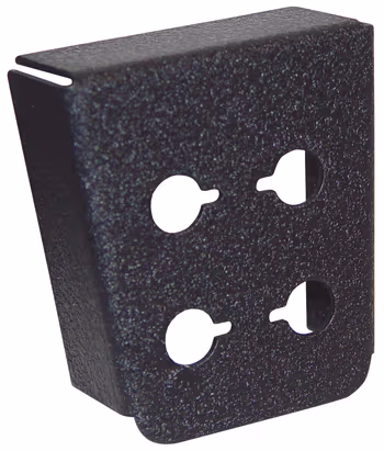 MIC or PHONE JACK MOUNTING BRACKET/90 degree, under panel horizontal mount. 4 Hole. Width: 2 1/4 Length: 2 1/2 Depth: 7/8