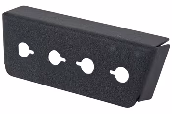 MIC or PHONE JACK MOUNTING BRACKET/90 degree, under panel vertical mount. 4 Hole. Height: 2.5 Width: 2.3 Depth: 1