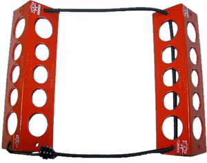 TRAVEL CHOCKS/8/Red. Heat-treated, powder coat finish. Large for wheel 6.600 and over.