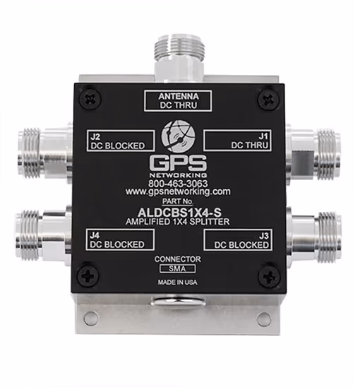 Amplified GPS Antenna Splitter | 4 outputs, 1 input, SMA connectors