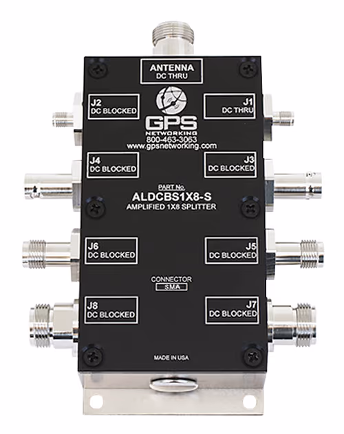Amplified GPS Antenna Splitter | 8 outputs, 1 input, SMA connect