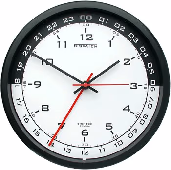 24 HOUR CLOCK/10, White face with black