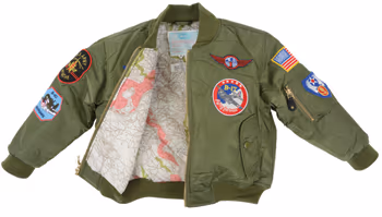 Youth MA-1 Flight Jacket | Green, Nylon, With Patches, Kids 6