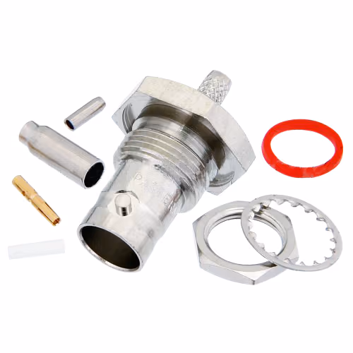 BNC Female Bulkhead Connector | 75Ω, RG179 & RG187, 0.480 inch D Hole