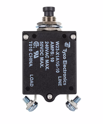 W23 Series Thermal Circuit Breaker | 10 Amp Rating, Push/Pull Actuator