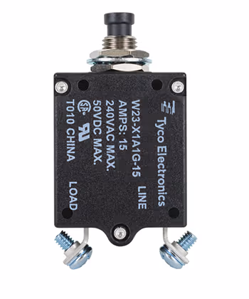 W23 Series Thermal Circuit Breaker | 15 Amp Rating, Push/Pull Actuator